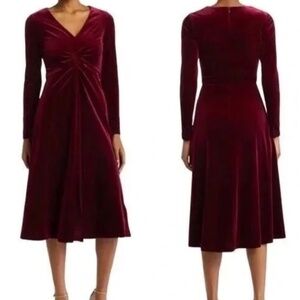 NWT Eliza J Velvet Midi Dress, Burgundy, Size 12